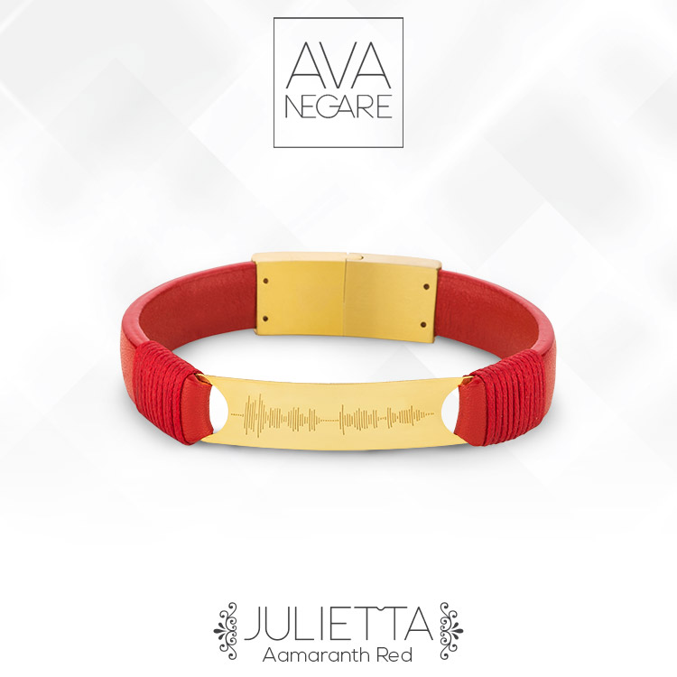 دستبند فرکانس صدا مدل جولیتا Amaranth Red طلا ۱۸ عیار
