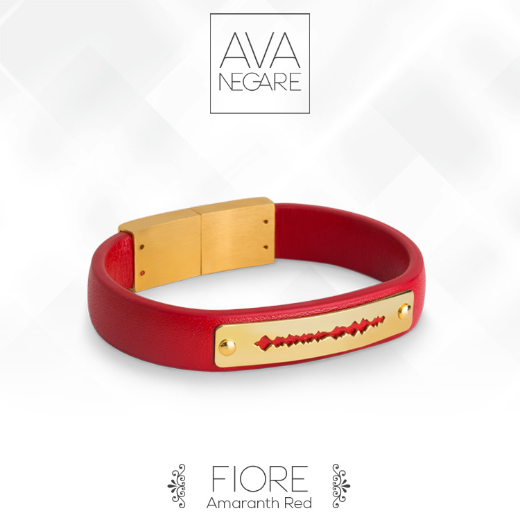 دستبند فرکانس صدا مدل فیوره Amaranth Red طلا ۱۸ عیار