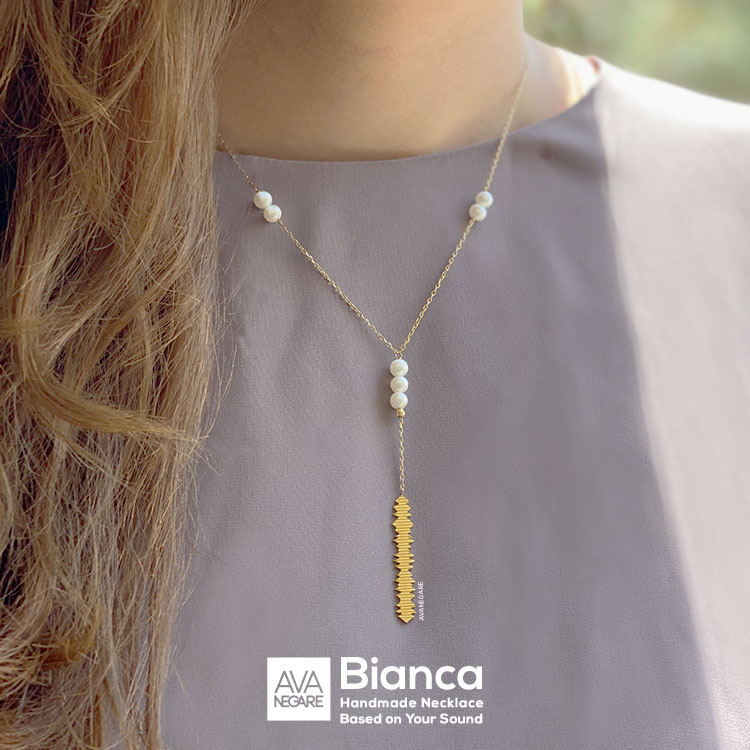 گردنبند فرکانس صدا مدل Bianca طلای ۱۸ عیار