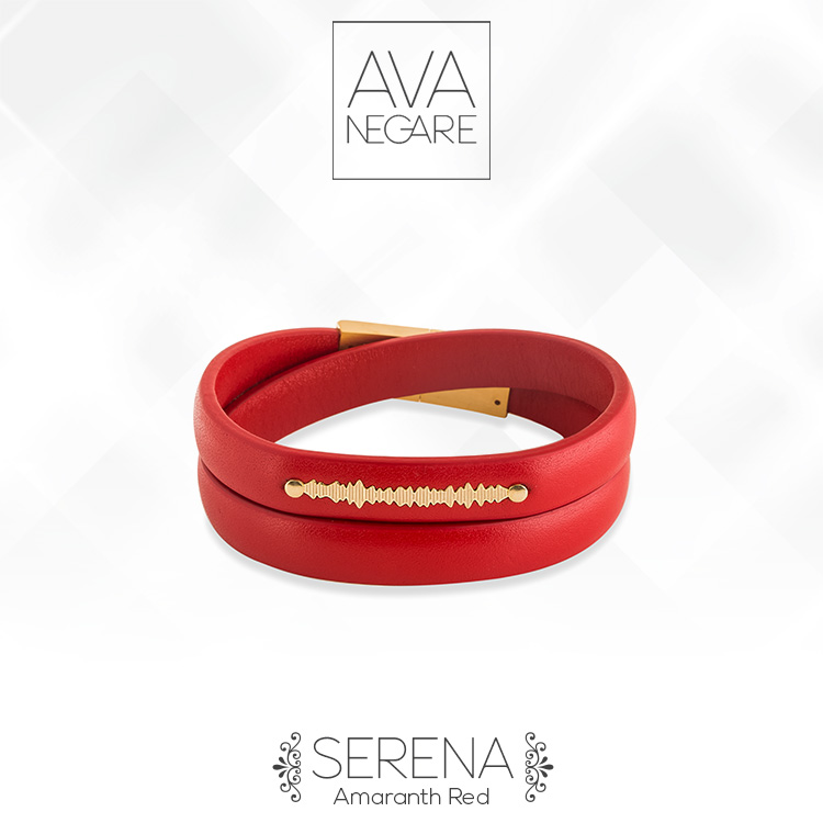 دستبند فرکانس صدا مدل سِرِنا Amaranth Red طلا ۱۸ عیار