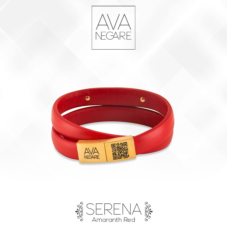 دستبند فرکانس صدا مدل سِرِنا Amaranth Red طلا ۱۸ عیار