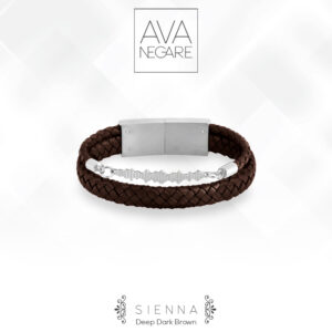 دستبند فرکانس صدا مدل Sienna نقره 925 (Dark Brown)