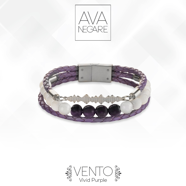 دستبند فرکانس صدا مدل ونتو Vento نقره ۹۲۵ (Vivid Purple)