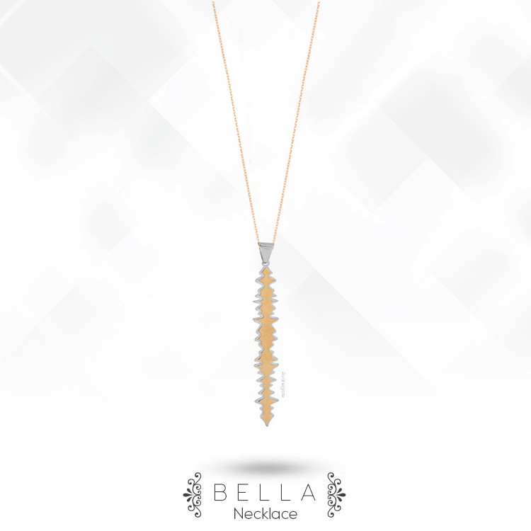 گردنبند فرکانس صدا مدل بِلا Bella تلفیق طلای ۱۸ عیار و نقره 925